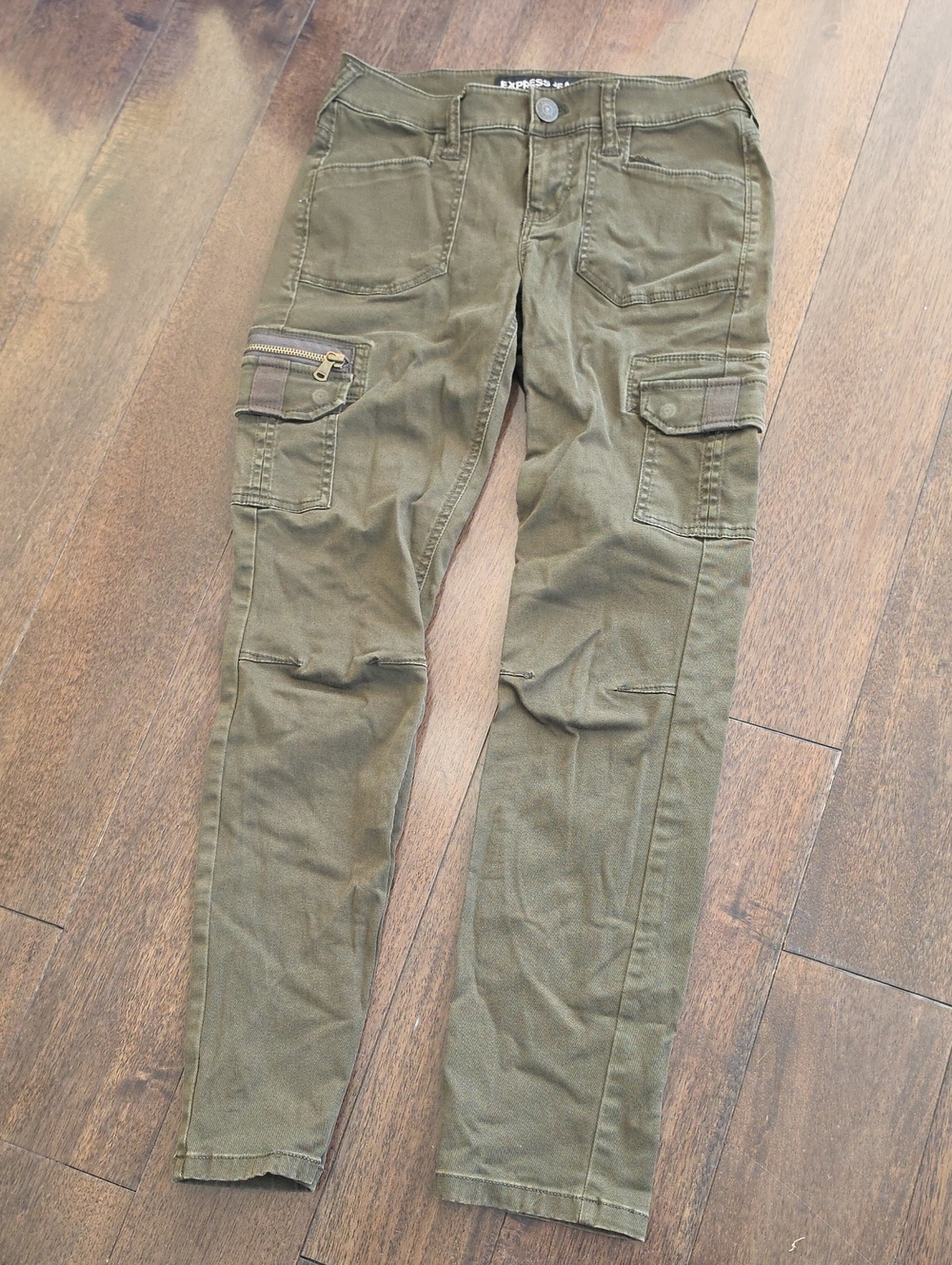 Express Jeans Olive Green Cargo Utility Skinny Pants Size 0 Low-Rise